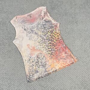 vintage y2k colorful sequin sparkly leopard print tank top dressbarn L